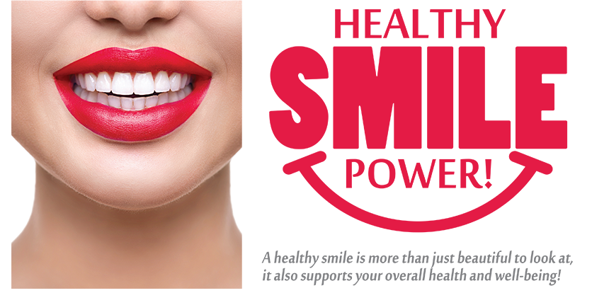 The image features a close-up of a person s face with red lipstick, against a white background. In the upper right corner, there is text that reads  HEALTHY SMILE POWER,  and below it, in smaller font, is additional text that says  A DIGITAL MARKETING AGENCY.  The overall style of the image suggests an advertisement or promotional material for a service related to dental care or cosmetic enhancements.